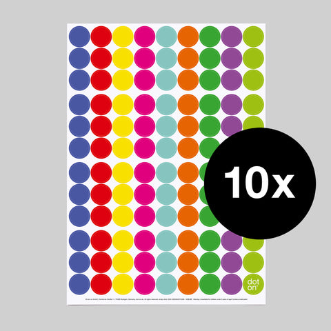 dot on 107 Klebepunkte 20 mm Andy Warhol Farbpalette Kunst 10 Bogen Set