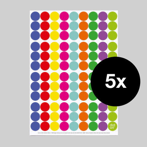 dot on 107 Klebepunkte 20 mm Andy Warhol Farbpalette Kunst 5 Bogen Set