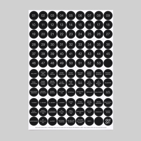 black holiday dots | Bogen mit 108 Klebepunkten | Ø 20 mm - dot on