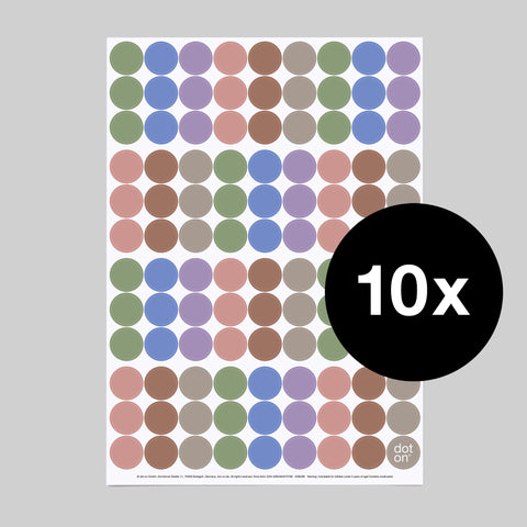dot on 107 Klebepunkte 20 mm Trendfarben 2026 Mocha Mousse Cornflower Blue Rose Tan Cobblestone Tendril Viola Design 10 Bogen Set