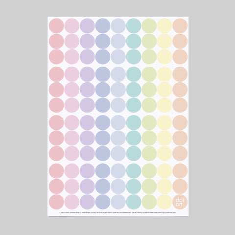 dot on 107 Klebepunkte 20 mm pastell Pastelltöne rosa hellgelb hellgrün hellblau apricot