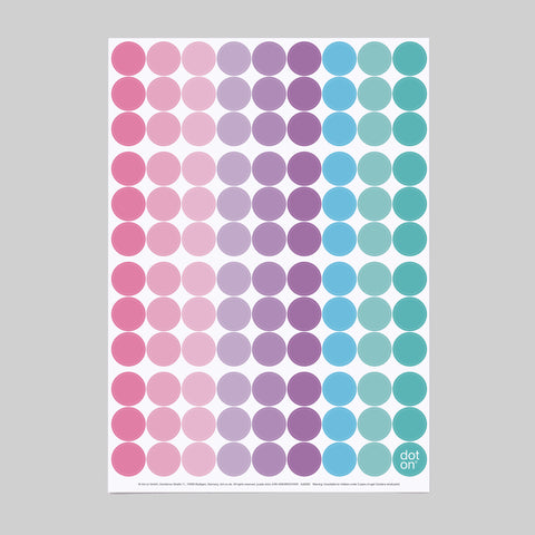 dot on 107 Klebepunkte 20 mm purple ros pink violett lila flieder cyan türkis