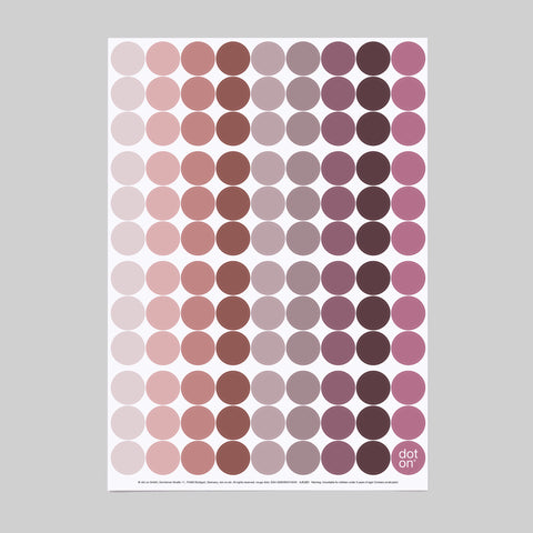 Klebepunkte rouge Durchmesser 20 mm n Rottönen rose burgund weinrot violett apricot 1 Bogen Din A4 mit 108 Klebepunkten