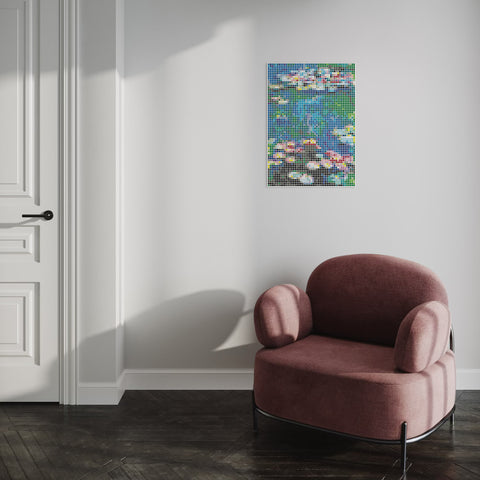 dot on Pixelart Kleben nach Zahlen-Set mit Stickern Monet Seerosen Plakat 5070 cm DIY Entspannung Erfolgserlebnis