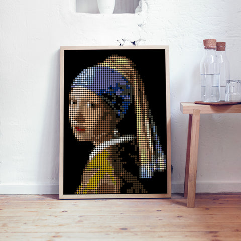 Pixelart | Kleben nach Zahlen-Set mit Stickern | Motiv: Vermeer | 50x70 cm - dot on