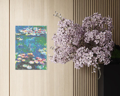 dot on Pixelart Kleben nach Zahlen-Set mit Stickern Monet Seerosen Plakat 5070 cm DIY Entspannung Erfolgserlebnis