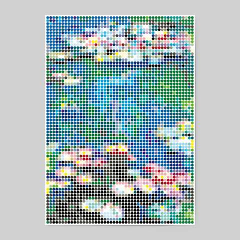 dot on Pixelart Kleben nach Zahlen-Set mit StickernMonet Seerosen Plakat 5070 cm DIY Entspannnung Erfolgserlebnis
