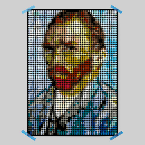 Pixelart | Kleben nach Zahlen-Set mit Stickern | Motiv: Vincent | 50x70 cm - dot on