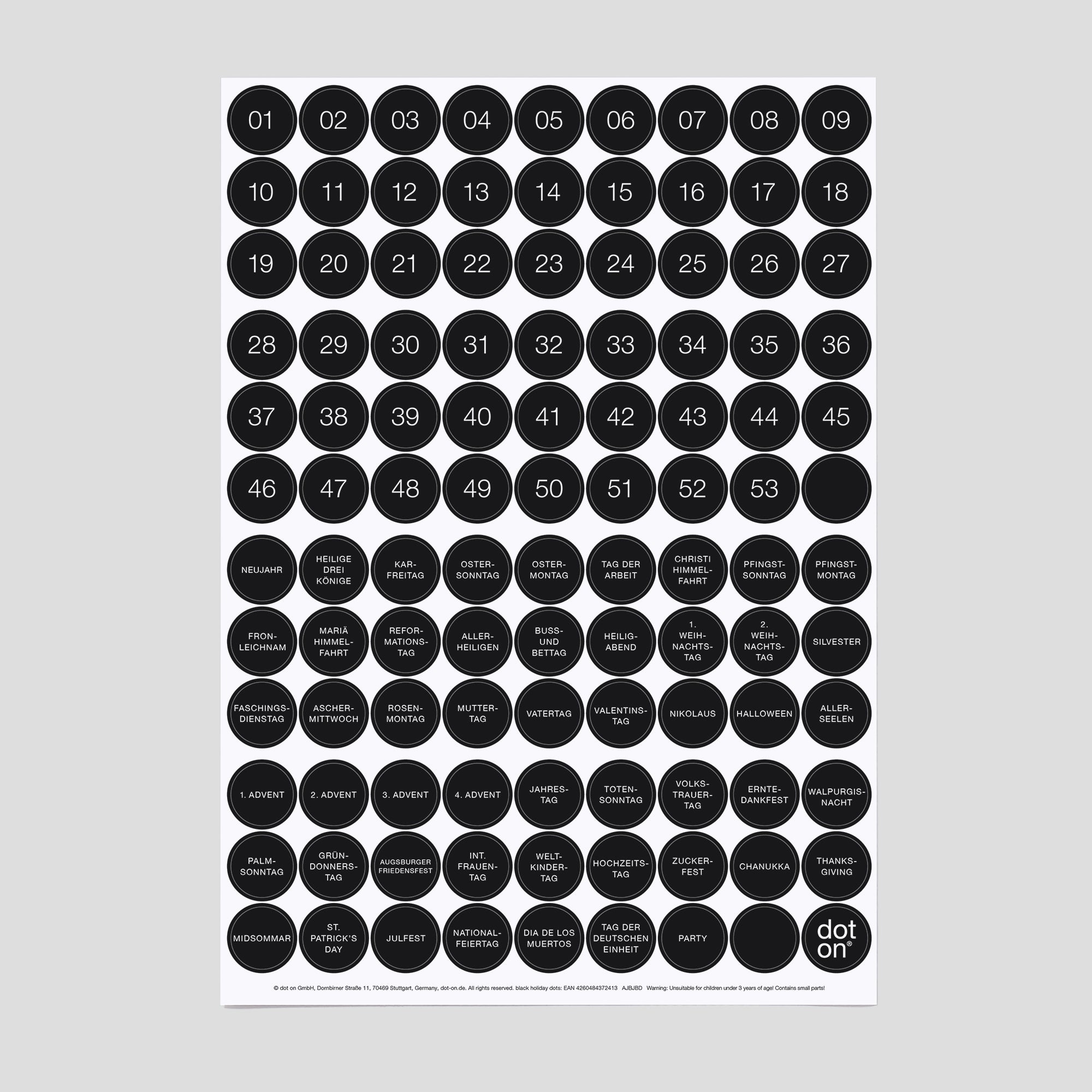 black holiday dots · Klebepunkte Ø 20 mm