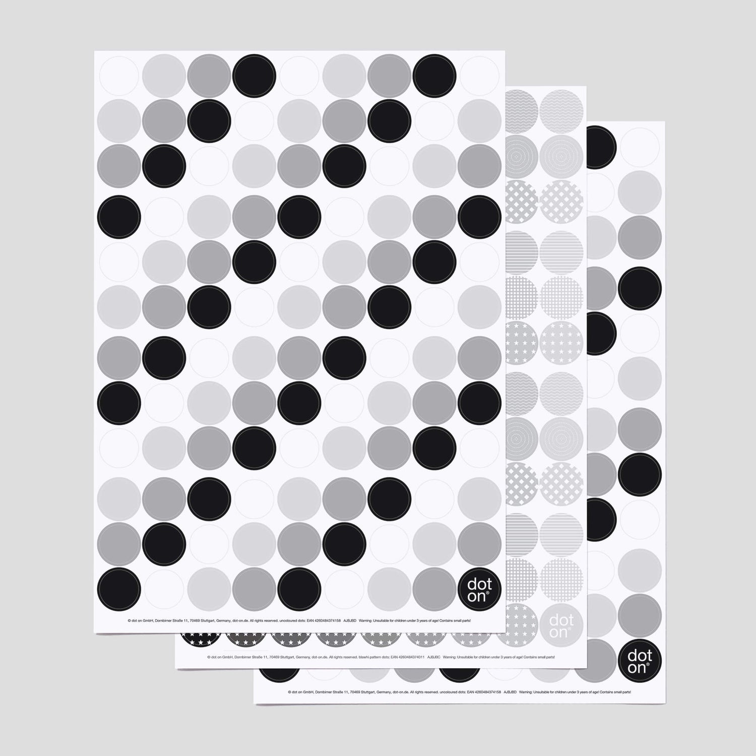 black+white dots · set of 3 · adhesive dots Ø 20 mm