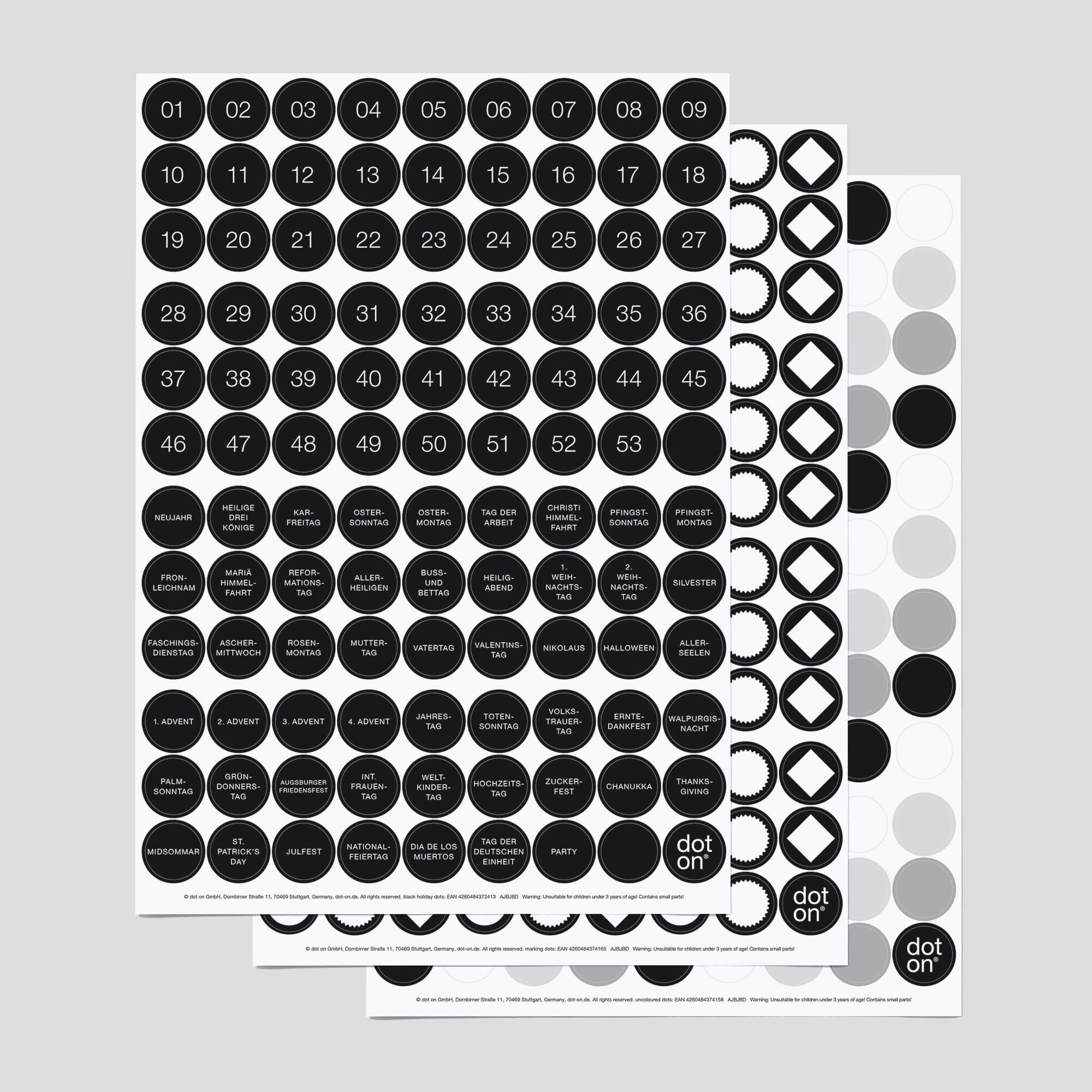 essential dots black · 3er-Set · Klebepunkte Ø 20 mm