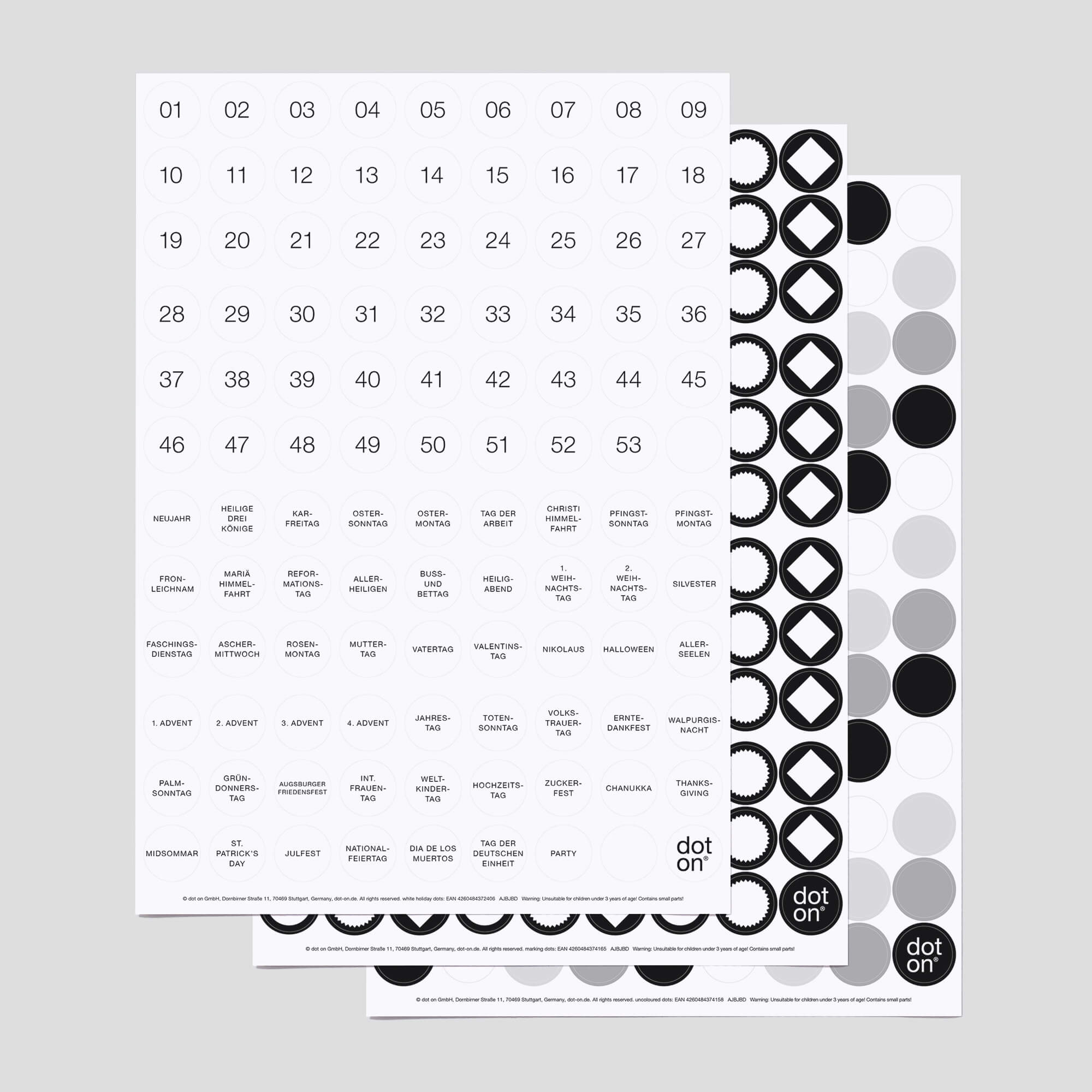 essential dots white · 3er-Set · Klebepunkte Ø 20 mm