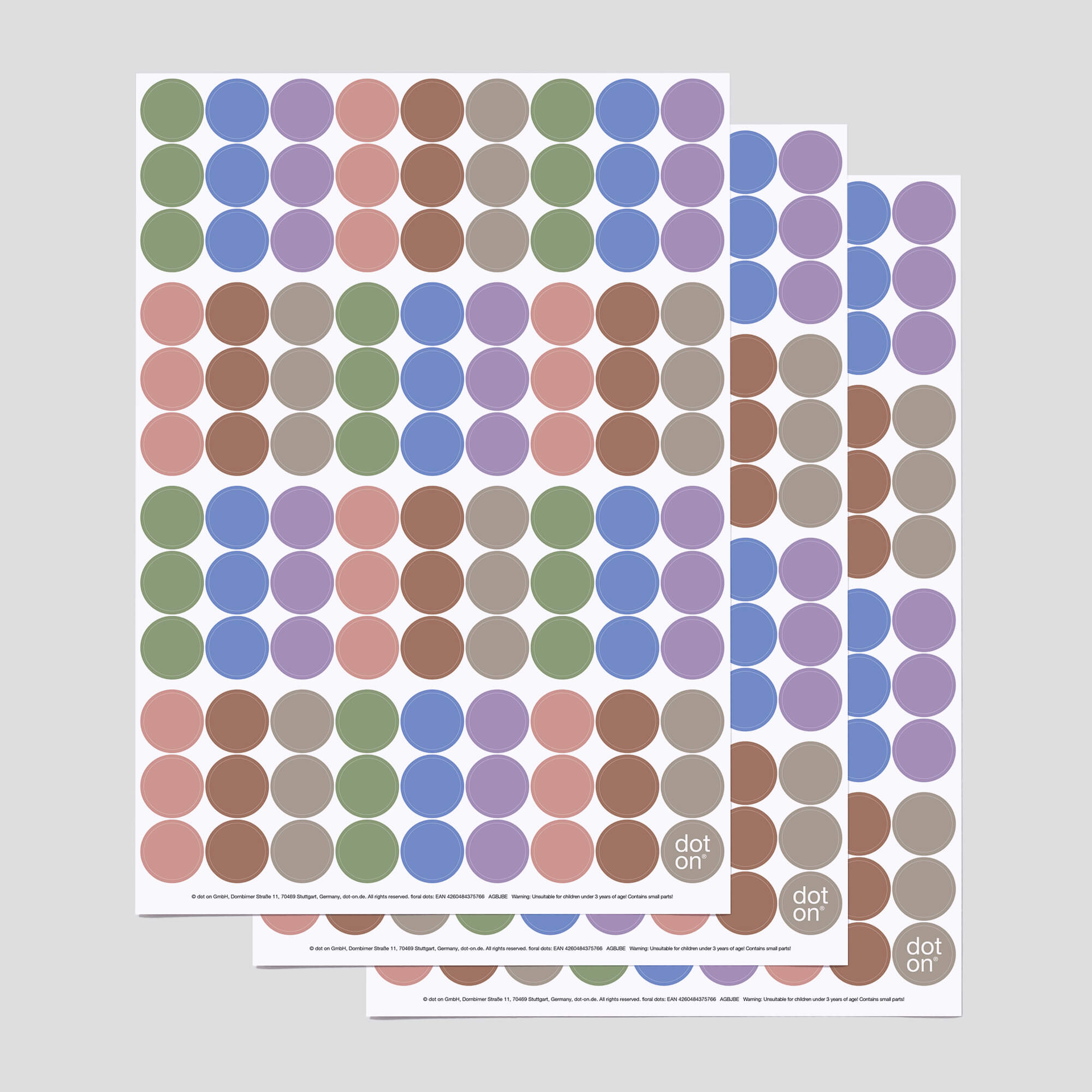floral dots · 3er-Set · Klebepunkte Ø 20 mm