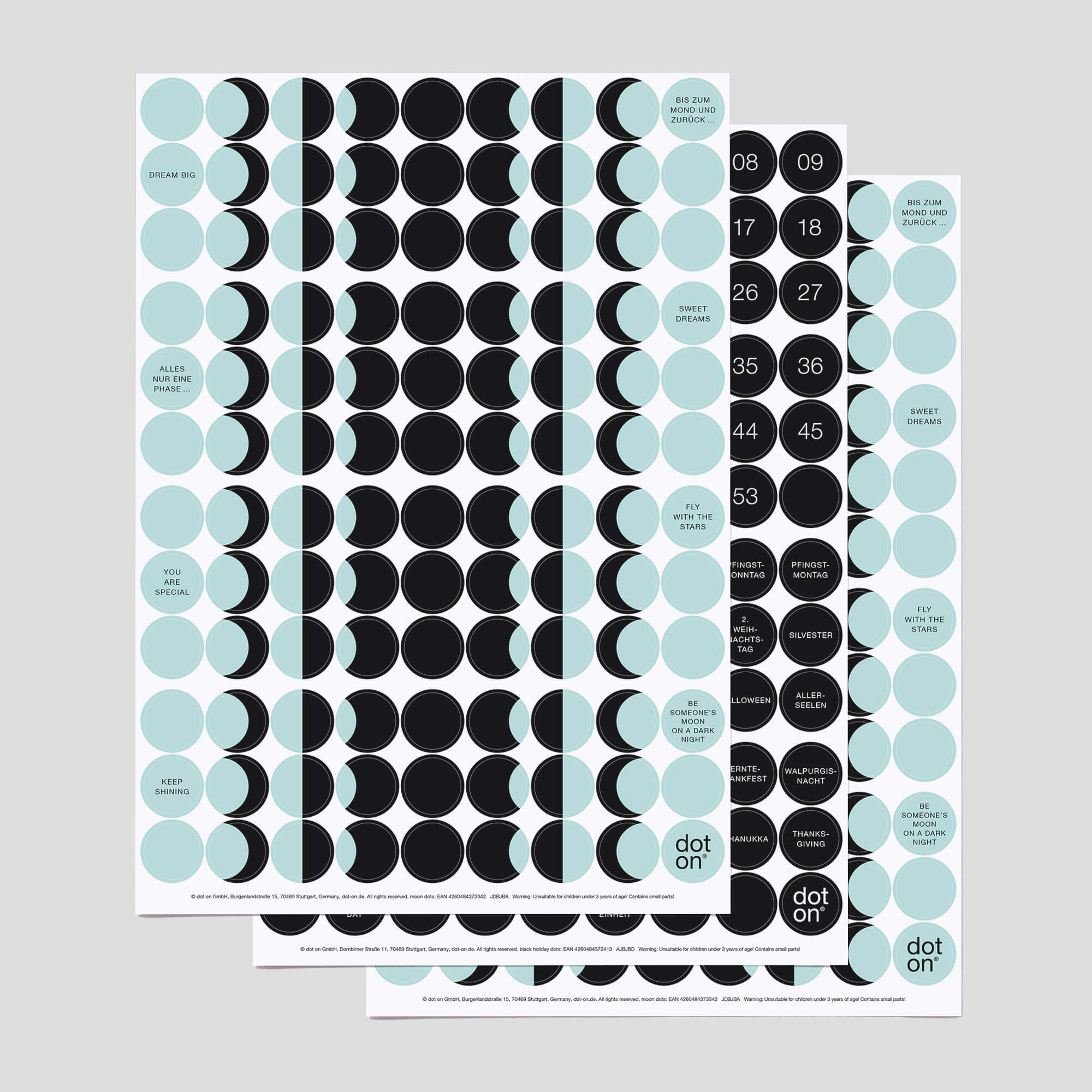 moon+moments dots · 3er-Set · Klebepunkte Ø 20 mm