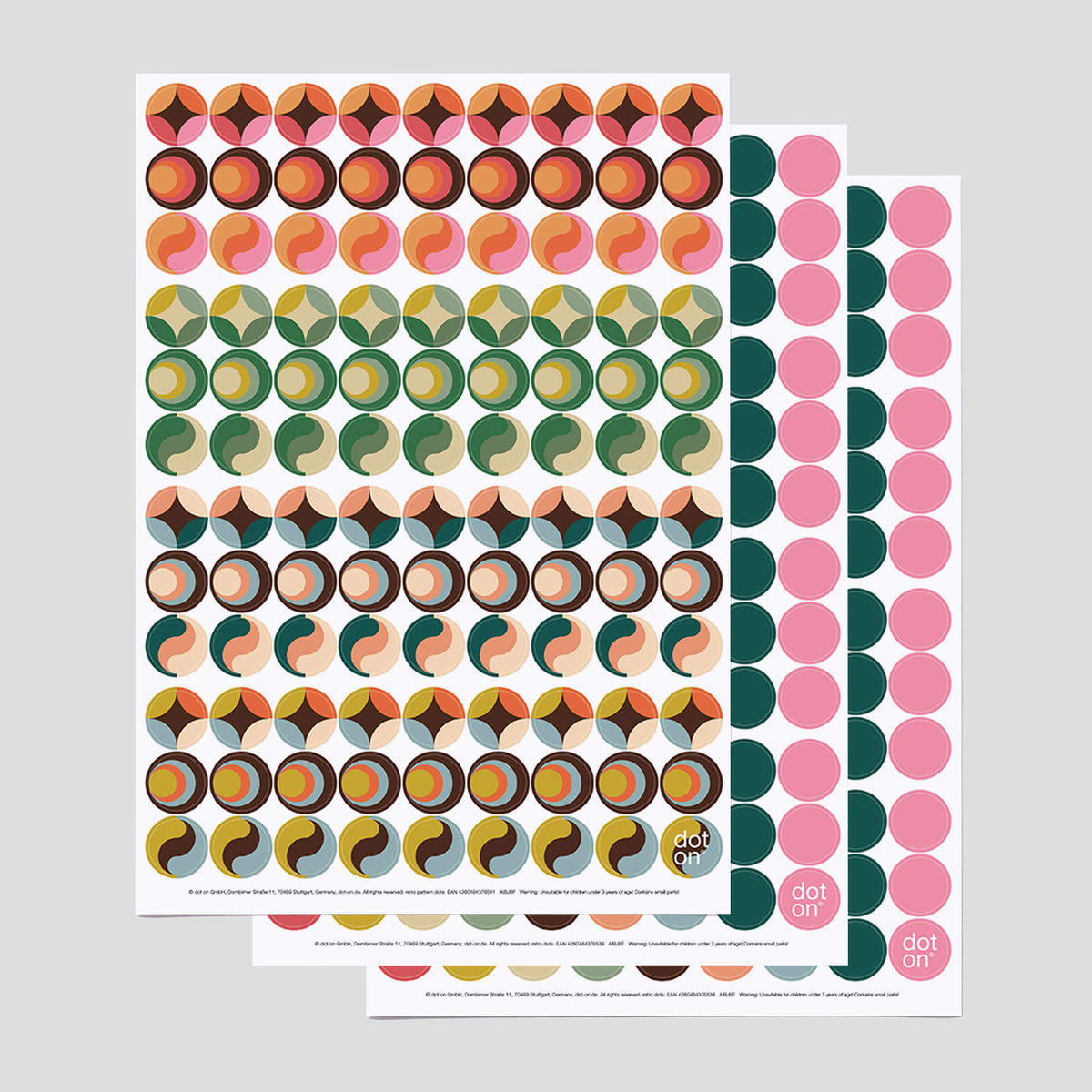 retro dots · 3er-Set · Klebepunkte Ø 20 mm