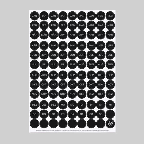 orga dots black | Bogen mit 108 Klebepunkten | Ø 20 mm - dot on