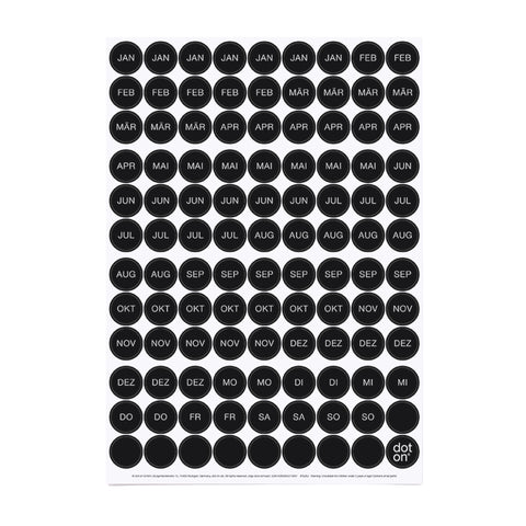 orga dots black | Bogen mit 108 Klebepunkten | Ø 20 mm