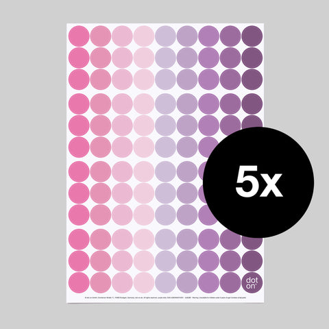 dot on 107 Klebepunkte 20 mm purple ros pink violett lila flieder 5 Bogen Set