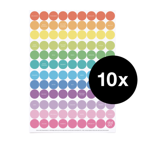 orga dots rainbow | Bogen mit 108 Klebepunkten | Ø 20 mm