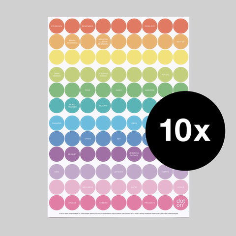 orga dots rainbow | Bogen mit 108 Klebepunkten | Ø 20 mm - dot on