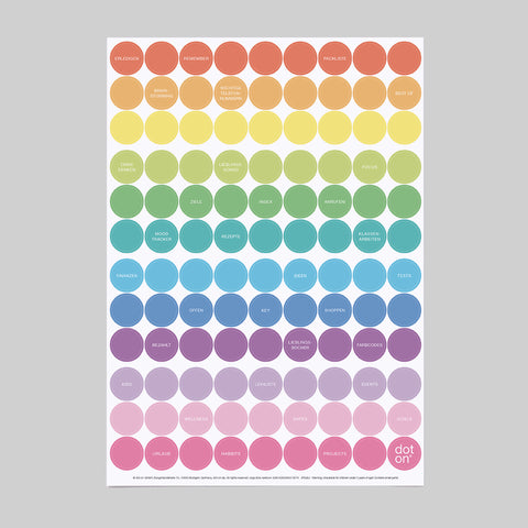 orga dots rainbow | Bogen mit 108 Klebepunkten | Ø 20 mm - dot on