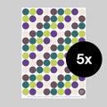 dot on 107 Klebepunkte 20 mm Trendfarben 2026 Cocoa Powder  Transformative Teal Wax Paper  Green Glow Fresh Purple Design 10 Bogen Set