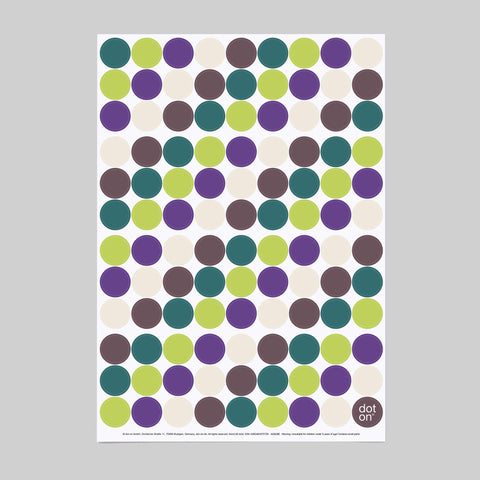 dot on 107 Klebepunkte 20 mm Trendfarben 2026 Cocoa Powder  Transformative Teal Wax Paper  Green Glow Fresh Purple Design 