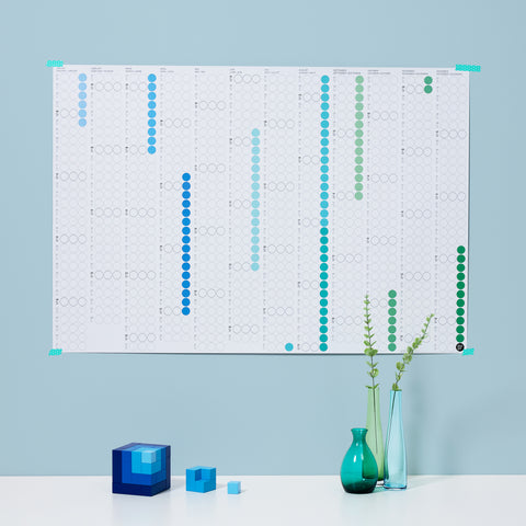 Annual planner 2025 with sticky dots | Aqua Edition | dot on