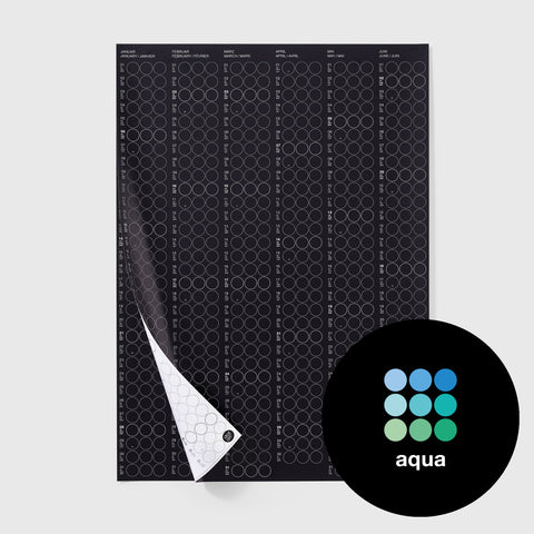 Annual planner 2025 with adhesive dots | Aqua Edition | in 4 formats