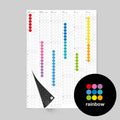 dot on Halbjahresplaner Wandkalender mit Klebepunkten auf zwei Seiten im Hochformat 50x69 cm beklebt mit Klebepunkten in vielen bunten Farben Regenbogen beidseitig bedruckt schwarze und weiße Seite
