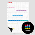 dot on Jahresplaner Wandkalender mit Klebepunkten im Hochfomat 169x100 cm beklebt mit Klebepunkten in vielen bunten Farben Regenbogen beidseitig bedruckt schwarze und weiße Seite