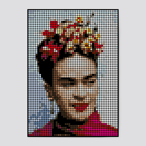 Pixelart | Kleben nach Zahlen-Set mit Stickern | Motiv: Frida | 50x70 cm