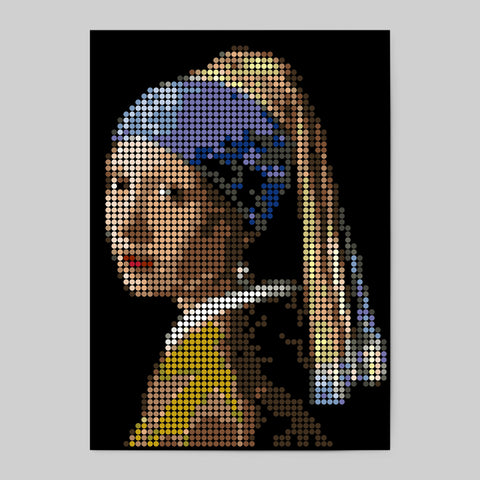 Pixelart | Kleben nach Zahlen-Set mit Stickern | Motiv: Vermeer | 50x70 cm - dot on