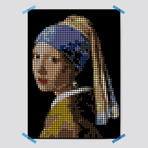 Pixelart | Kleben nach Zahlen-Set mit Stickern | Motiv: Vermeer | 50x70 cm