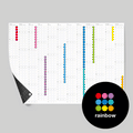 dot on Jahresplaner Wandkalender mit Klebepunkten im Querformat 100x69 cm und Hochfomat 169x100 cm beklebt mit Klebepunkten in vielen bunten Farben Regenbogen beidseitig bedruckt schwarze und weiße Seite